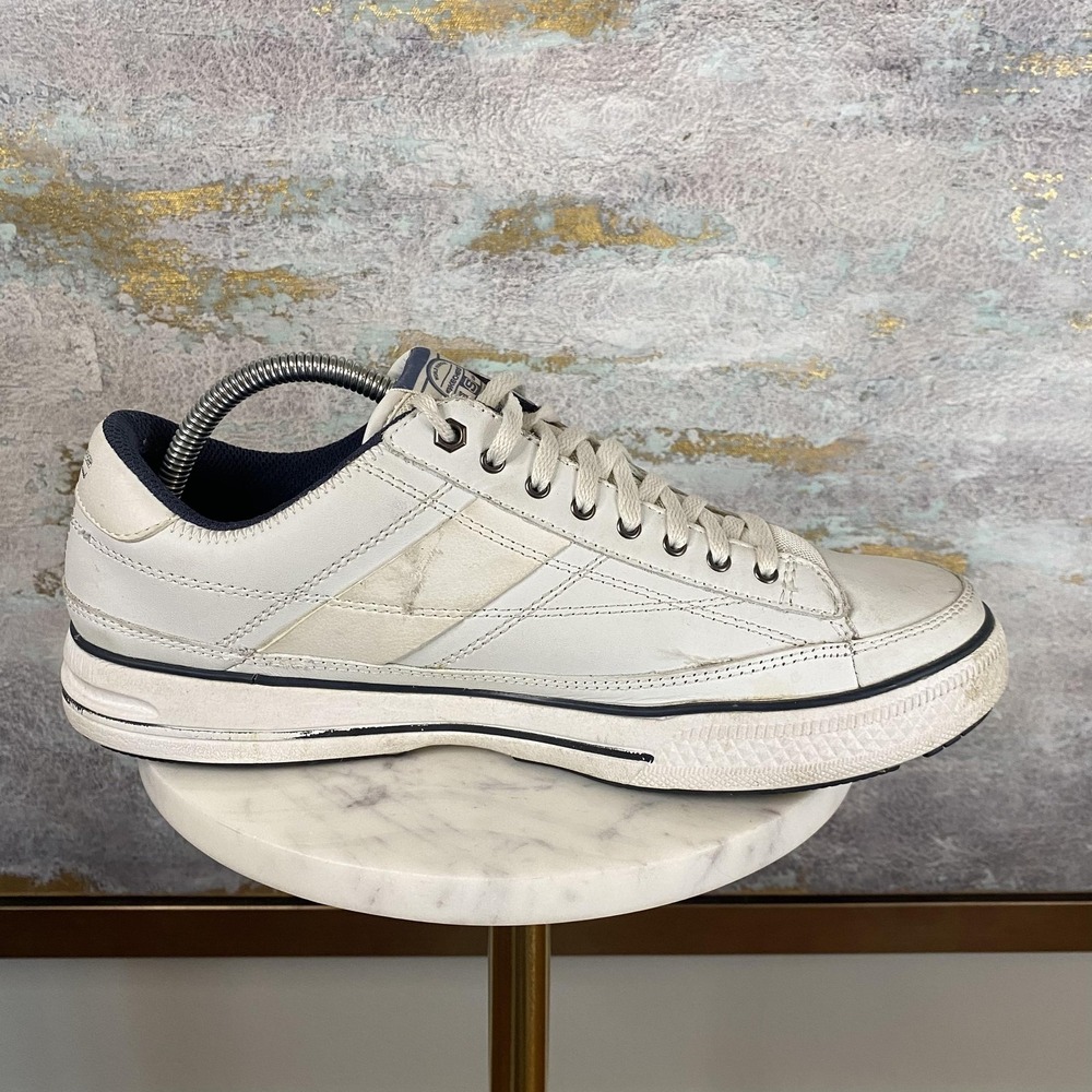 Skechers Shoes Mens Size 9.5 White Leather Lace Up Casual Sneakers SN 51137 - Picture 5 of 11